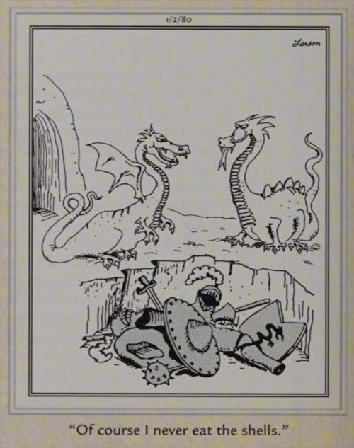 Two dragons discuss meals