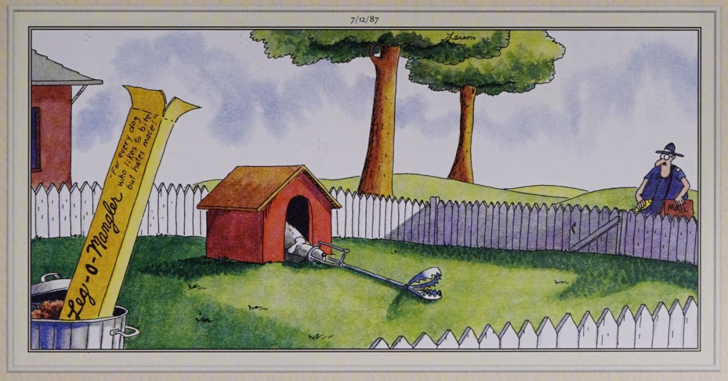 A dog sets a trap