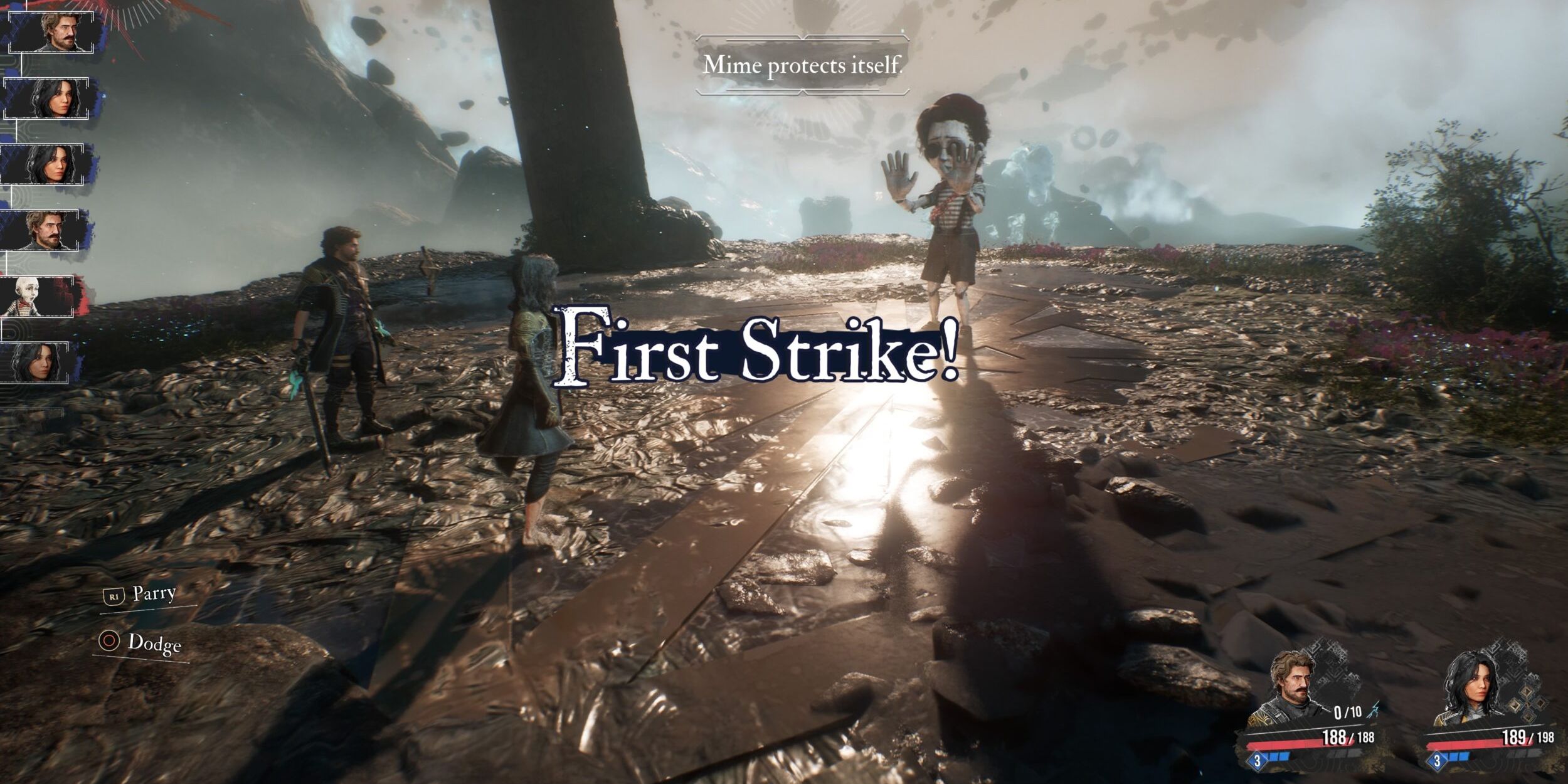 Gustave and Lune have a First Strike on a Mime in Clair Obscur: Expedition 33