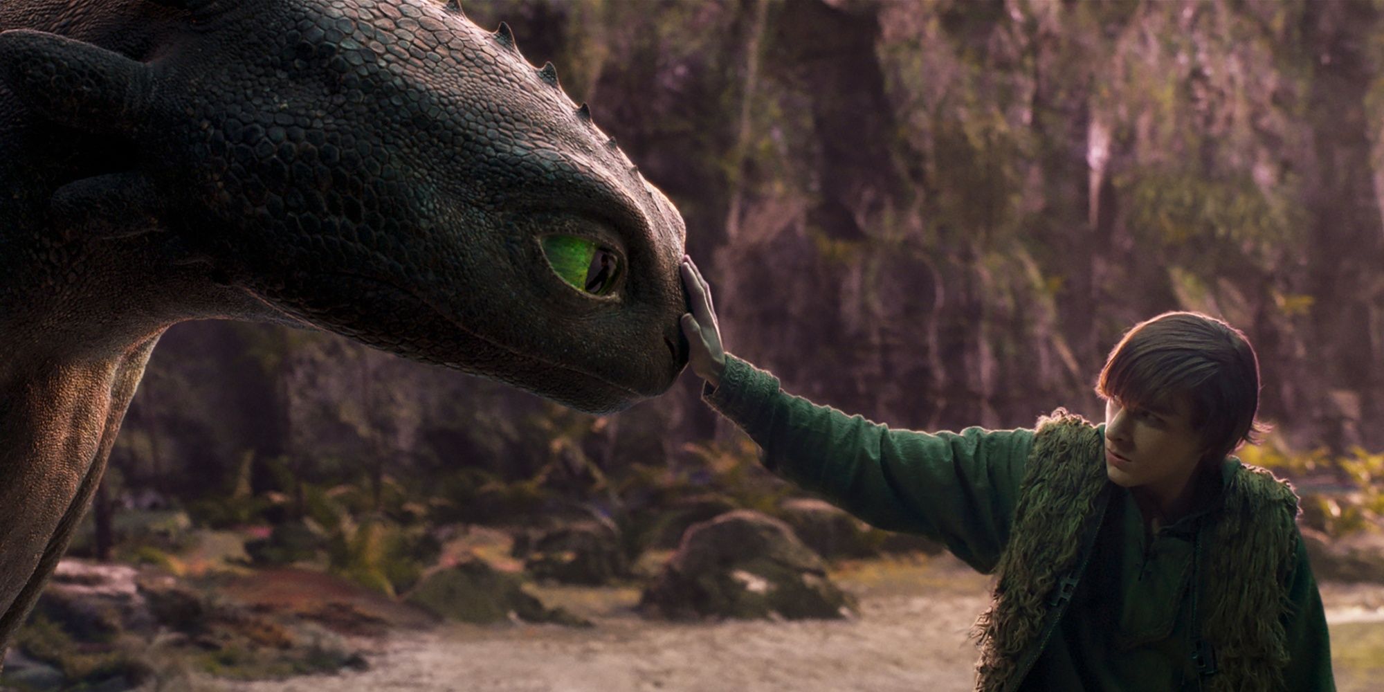 Hiccup touch Krokmou on the nose in how to train your dragon