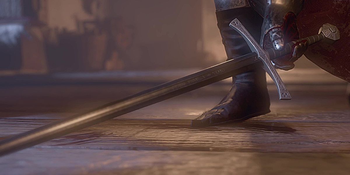 A closeup of Radzig's sword in Kingdom Come: Deliverance 2