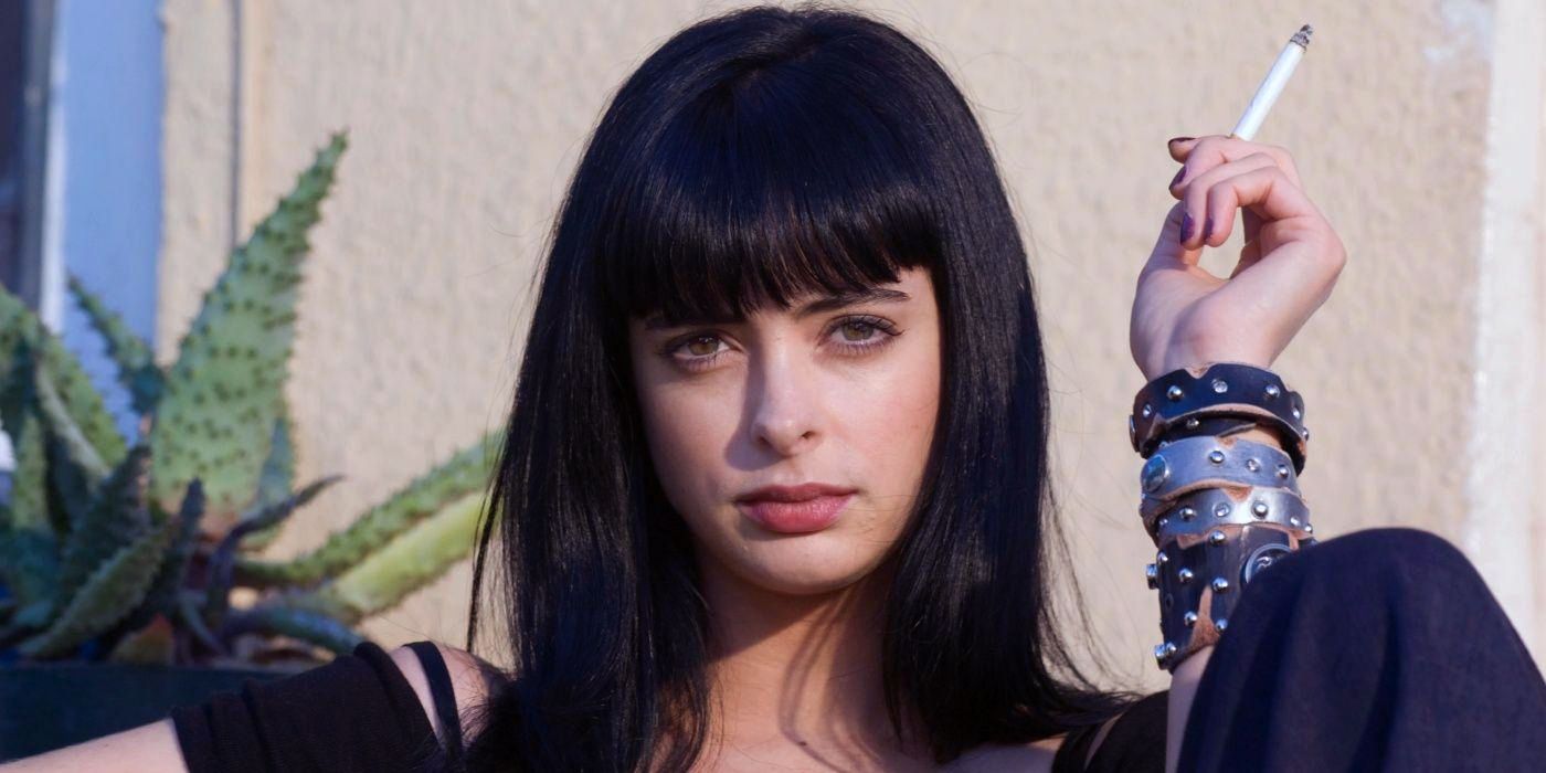 Krysten Ritter as Jane Margolis smoke a cigarette by breaking badly