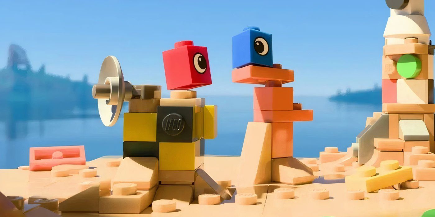 Two single LEGO bricks with eyes on it