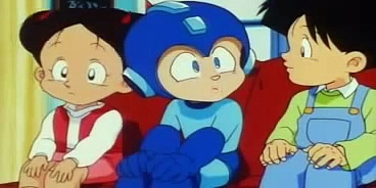 Mega Man Upon A Star Sitting On Couch with kids