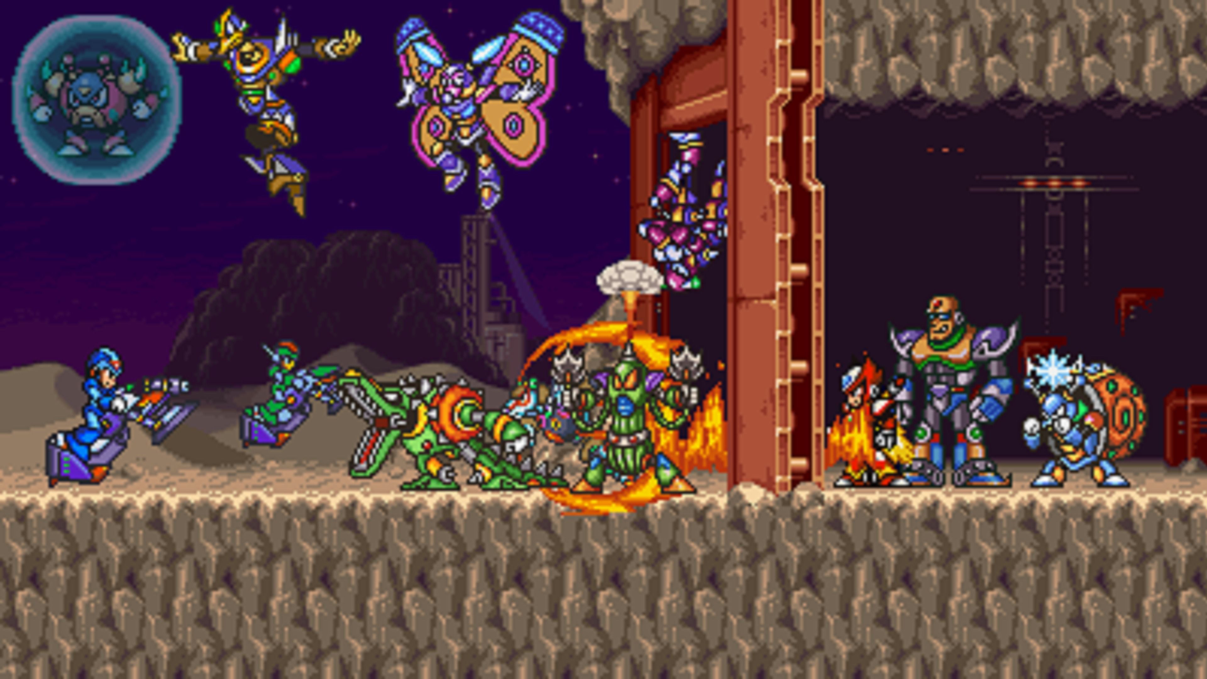 Mega Man con los jefes en Mega Man X2