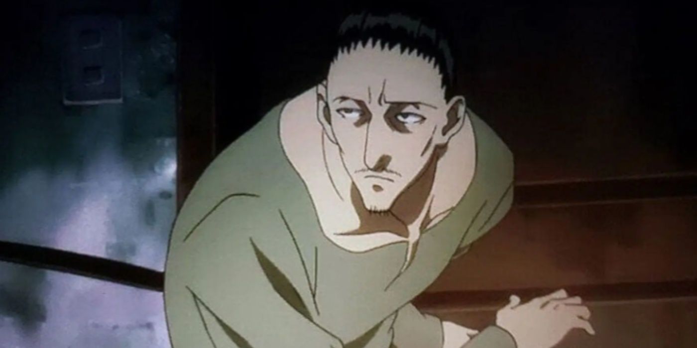 Nobunaga prepares to draw his sword while watching Killua and Gin in Hunter x Hunter.