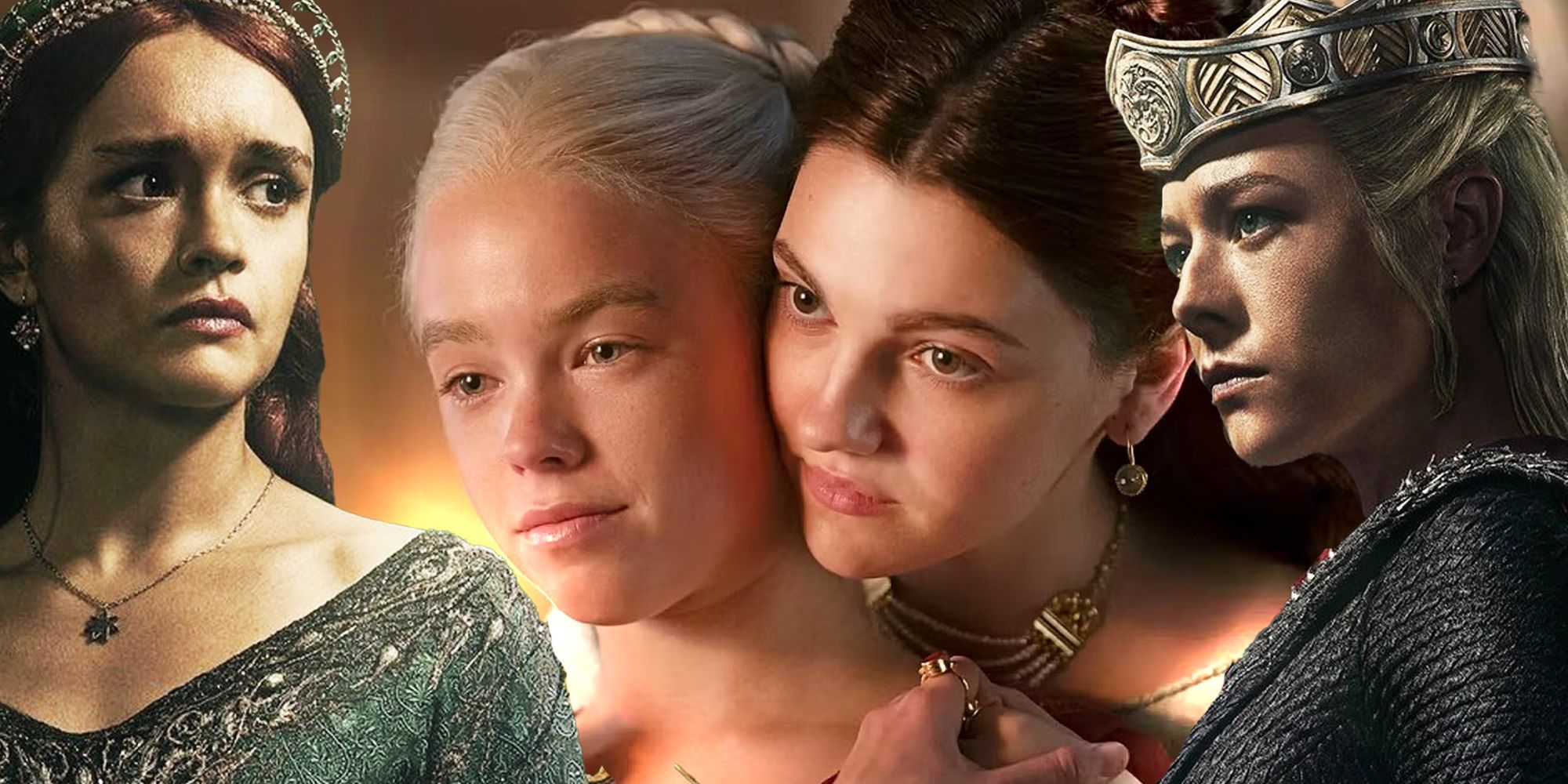 Rhaenyra Targaryen and Alicent Hightower collage House of the Dragon