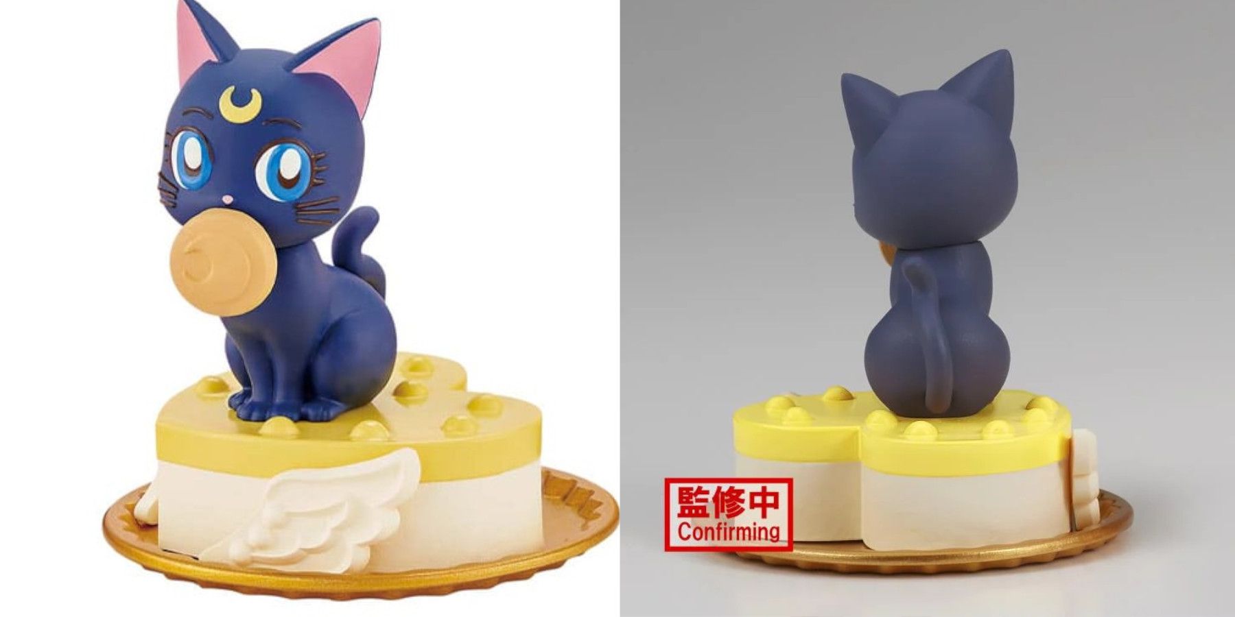 Figura de la Colección Paldolce de Sailor Moon Cosmos mostrando a Luna sentada sobre un pastel.