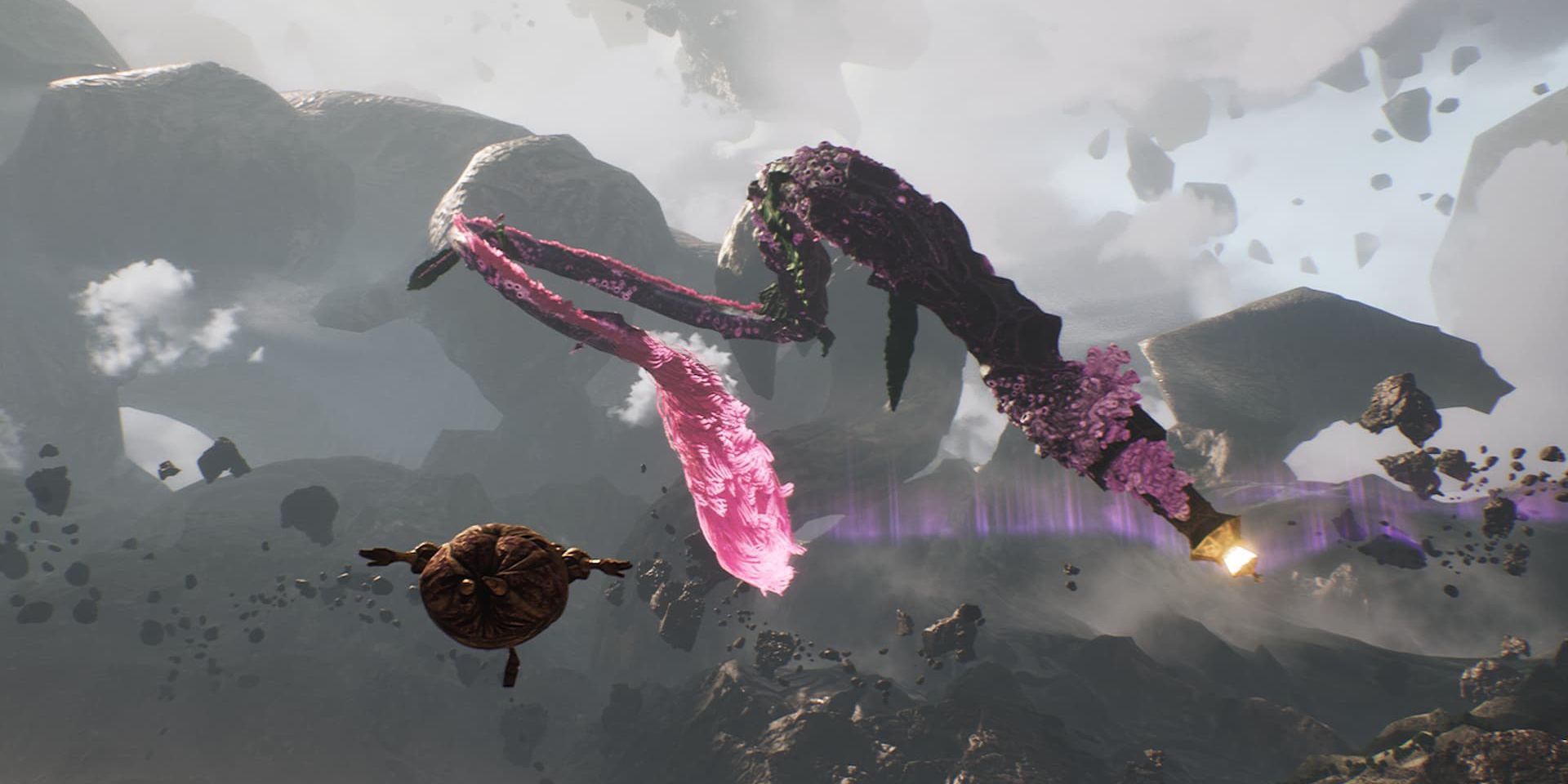 Esquie flying toward Serpenphare in the Overworld in Clair Obscur Expedition 33