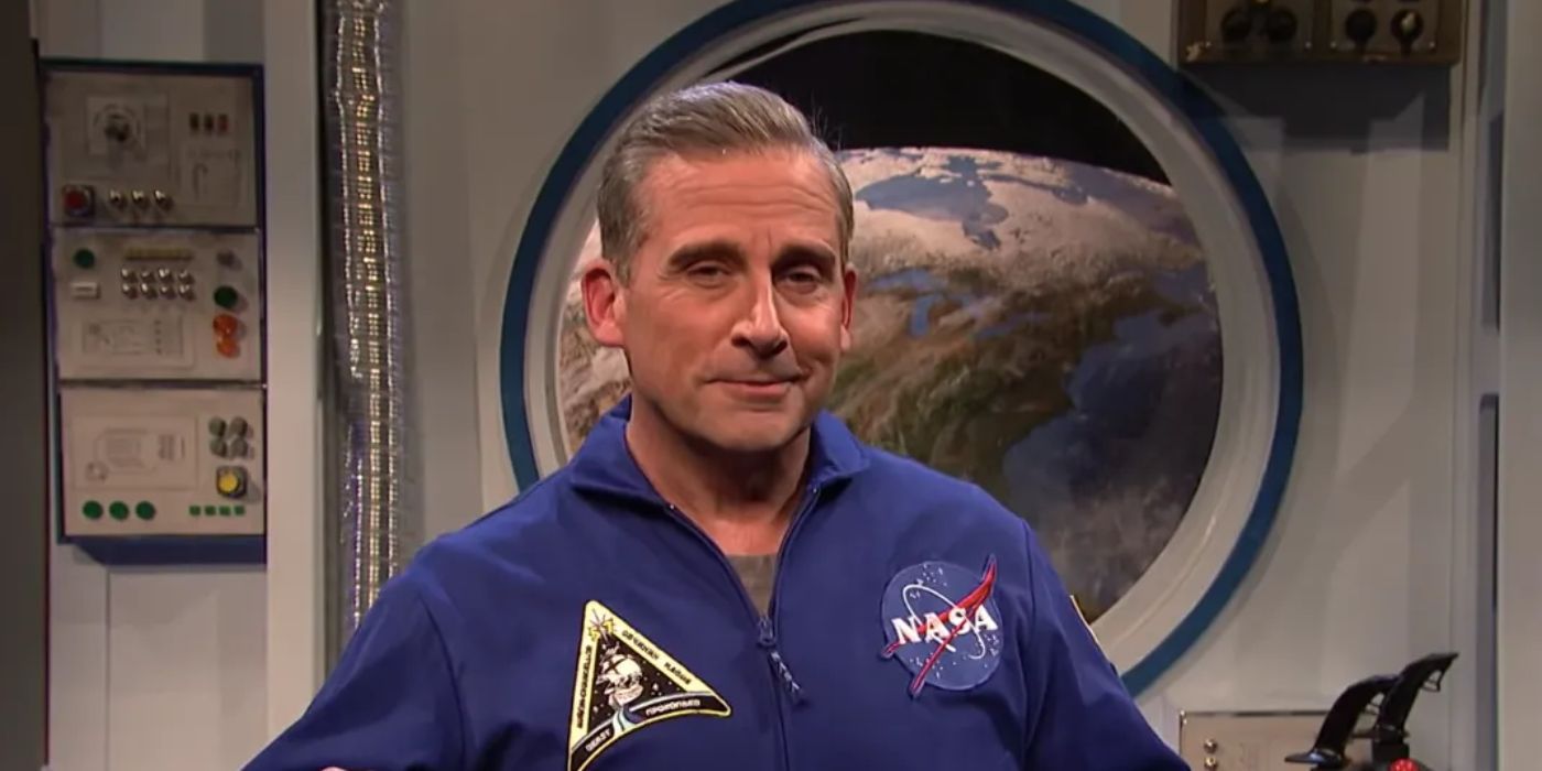 Steve Carell wearing an astronaut suit in Saturday Night Live.