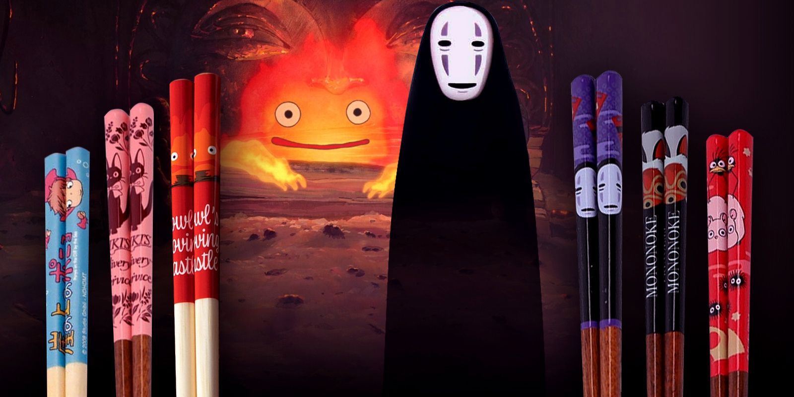 The non-face of studio Ghibli (fiery) and calcifer (Howl's Moving Castle) with baguettes