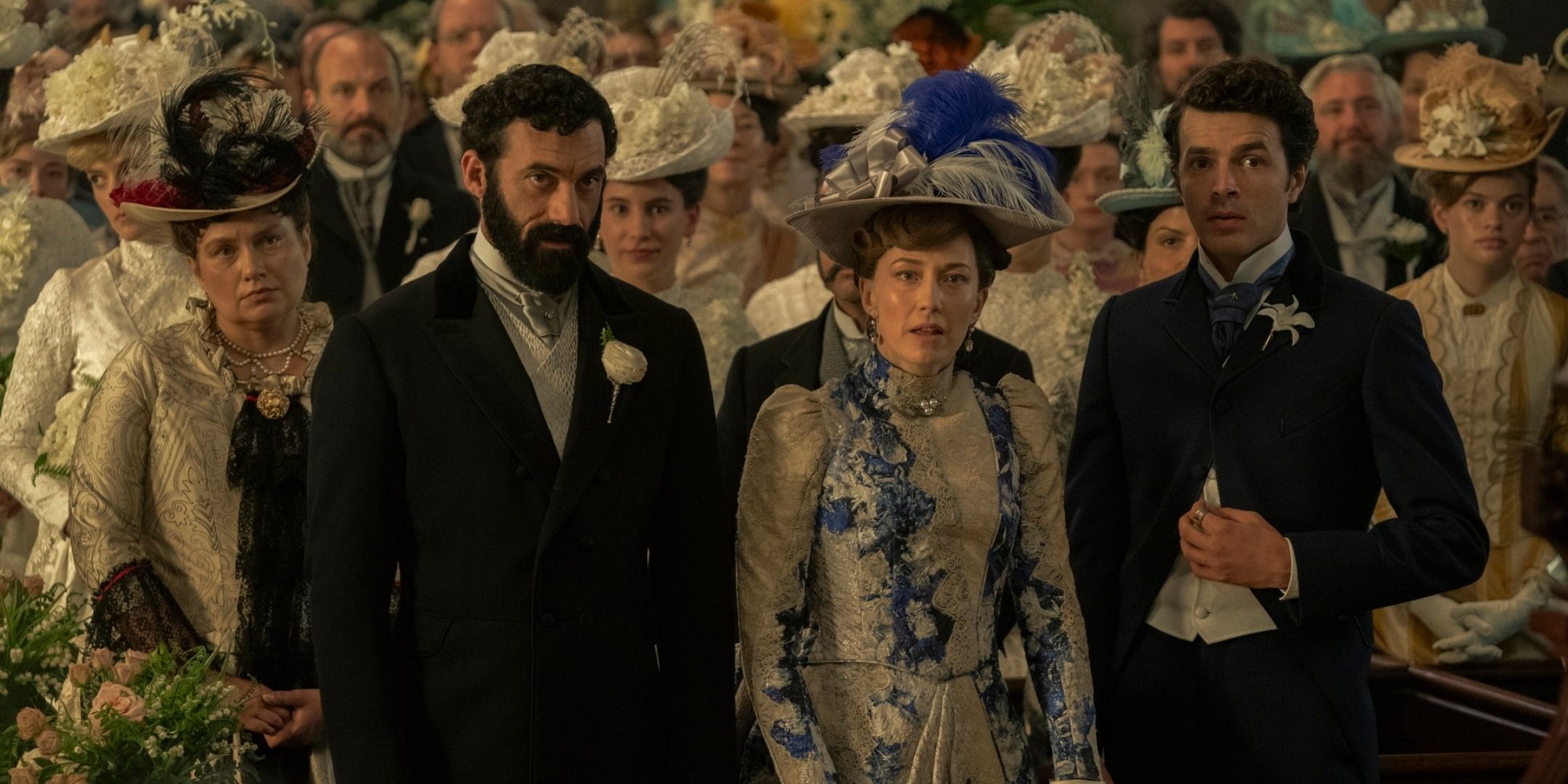 George Russell, Bertha Russell and Larry Russell in The Gilded Age Season 3
