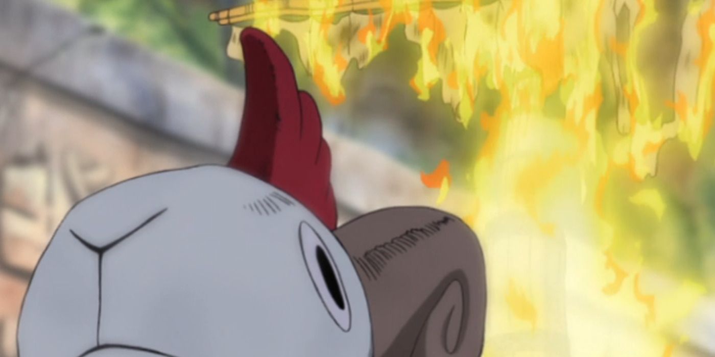 El mástil del Going Merry ardiendo en Skypiea