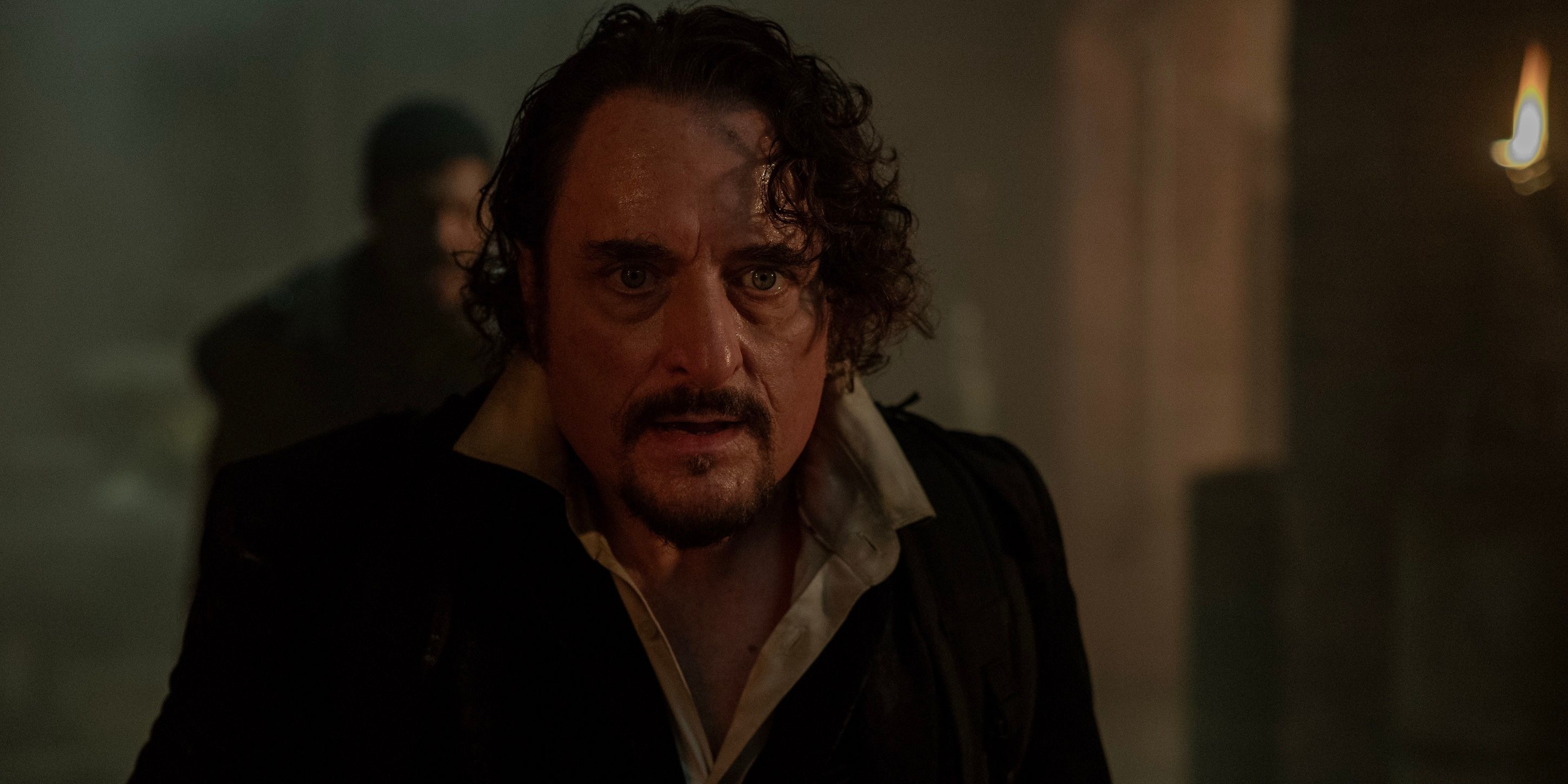 Bruegel looking scared on The Walking Dead: Dead City