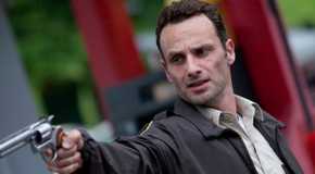 Rick Grimes pointing a gun on The Walking Dead