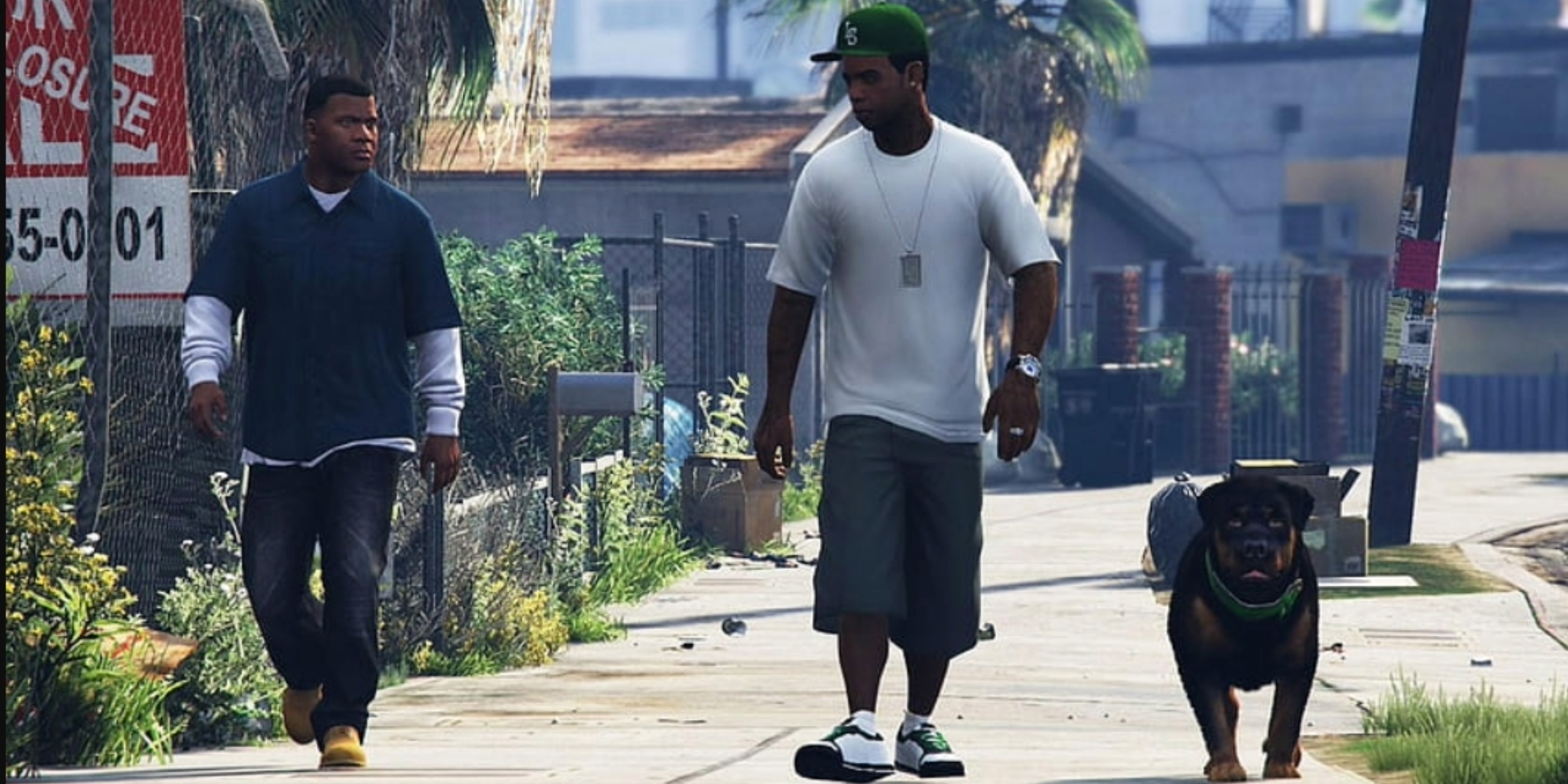 Franklin, Lamar y Chop en GTA V
