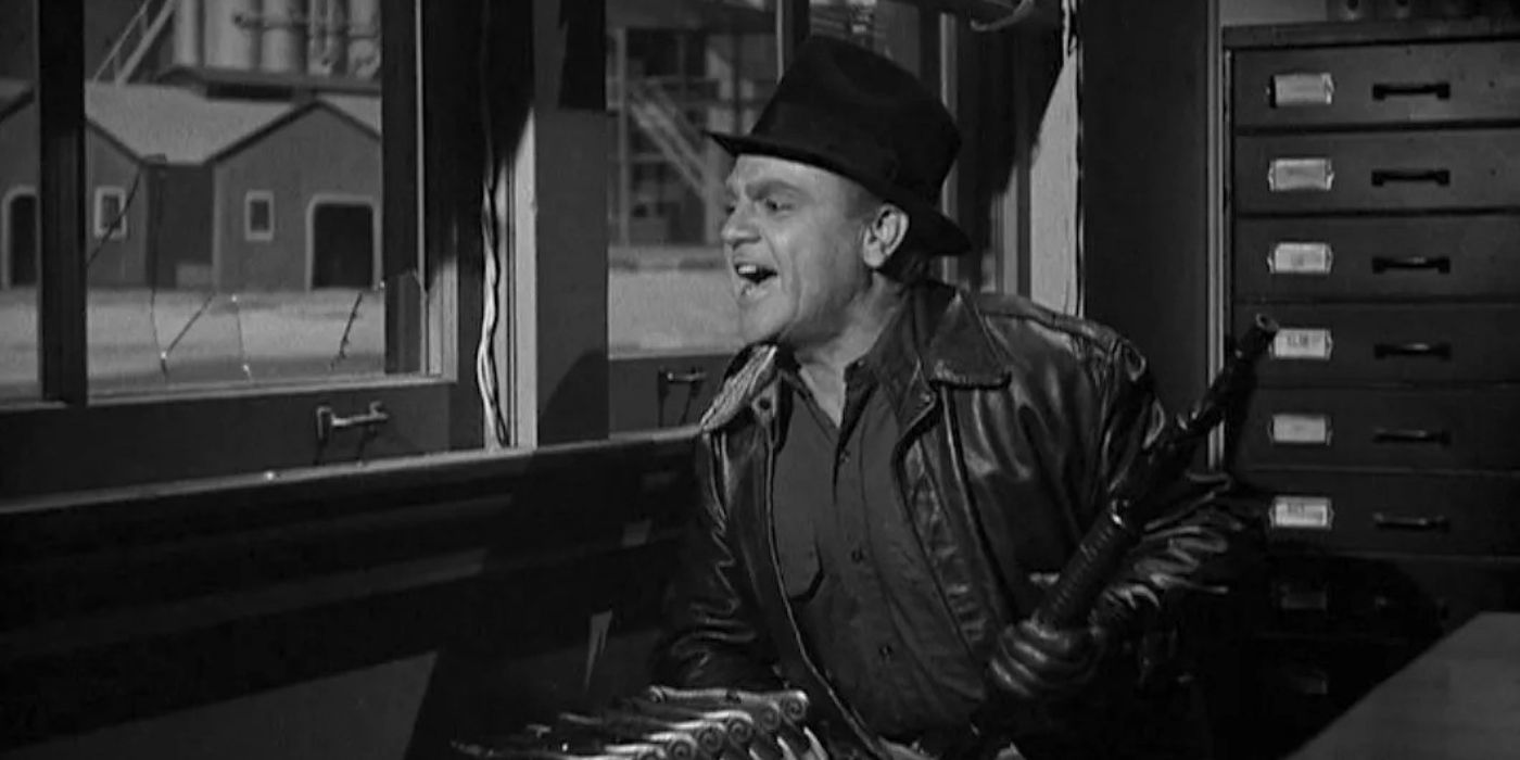James Cagney como Arthur "Cody" Jarrett en un tirador de la película White Heat (1949)