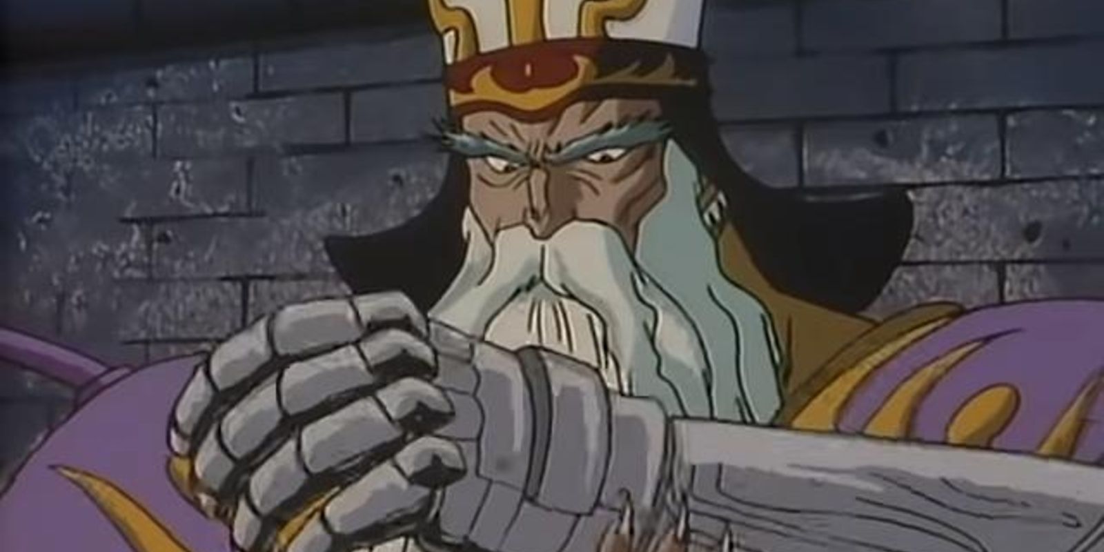Wizardry Werdna inspecting a gauntlet