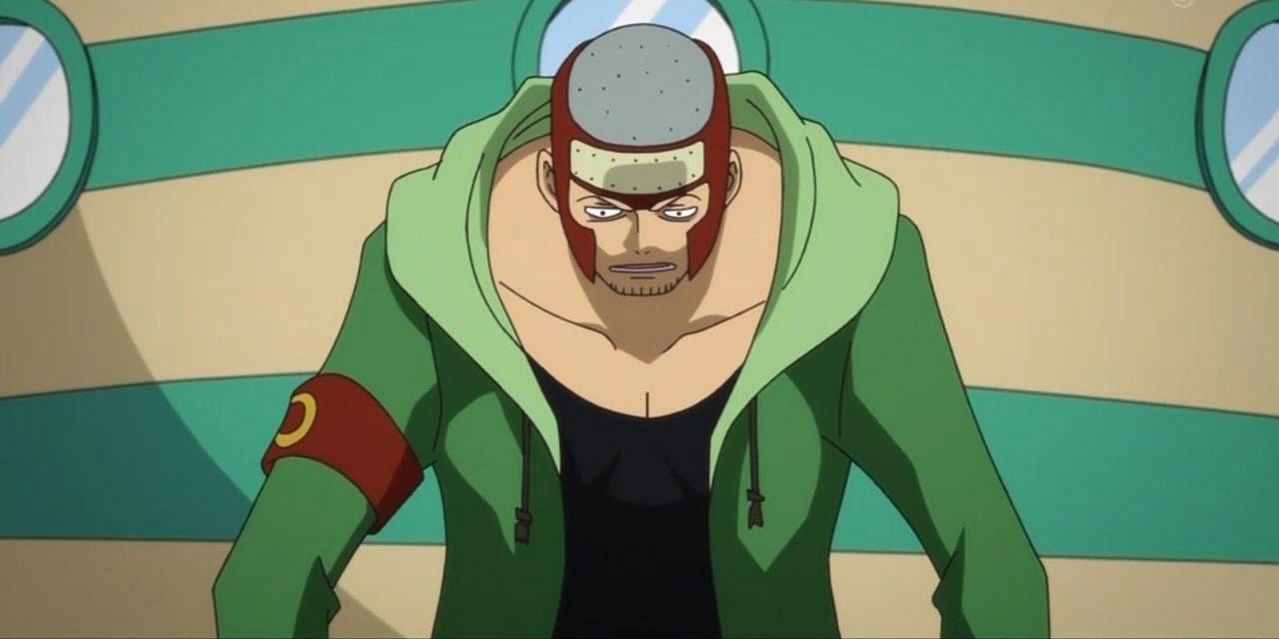 Yosaku is dismayed in One Piece.