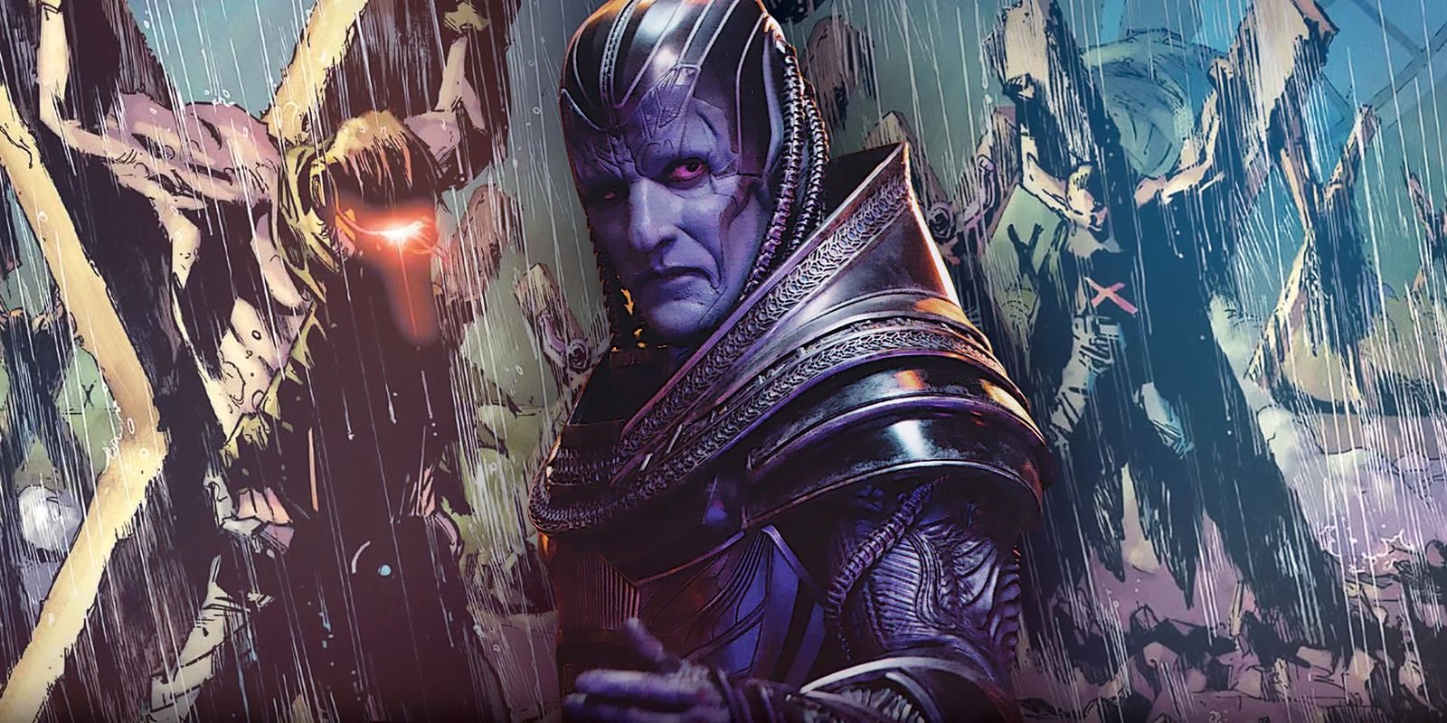 Apocalypse with the X-Men's Age of Revelation teaser in the background