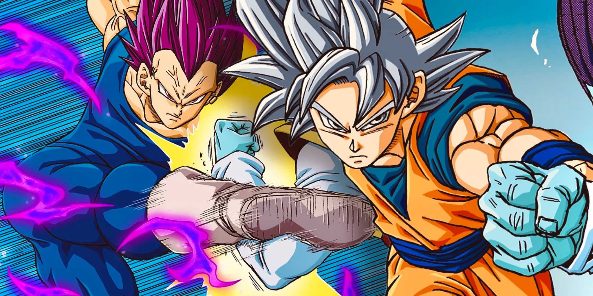 Ultra ego vegeta y ultra instinto goku pelea con gas en el dragón ball super súper