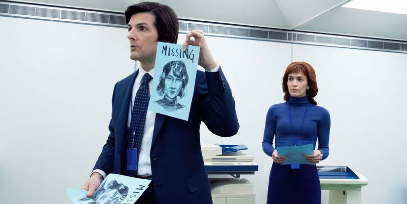 Adam Scott as Mark by holding a missing poster in dismissal