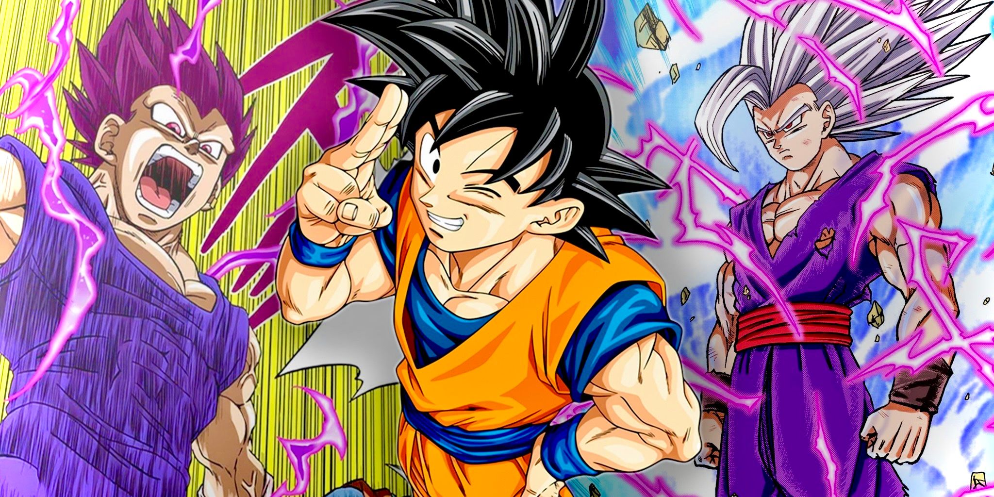 Goku saluda a Ultra Ego Vegeta y Gohan Beast en el Dragon Ball Super Manga