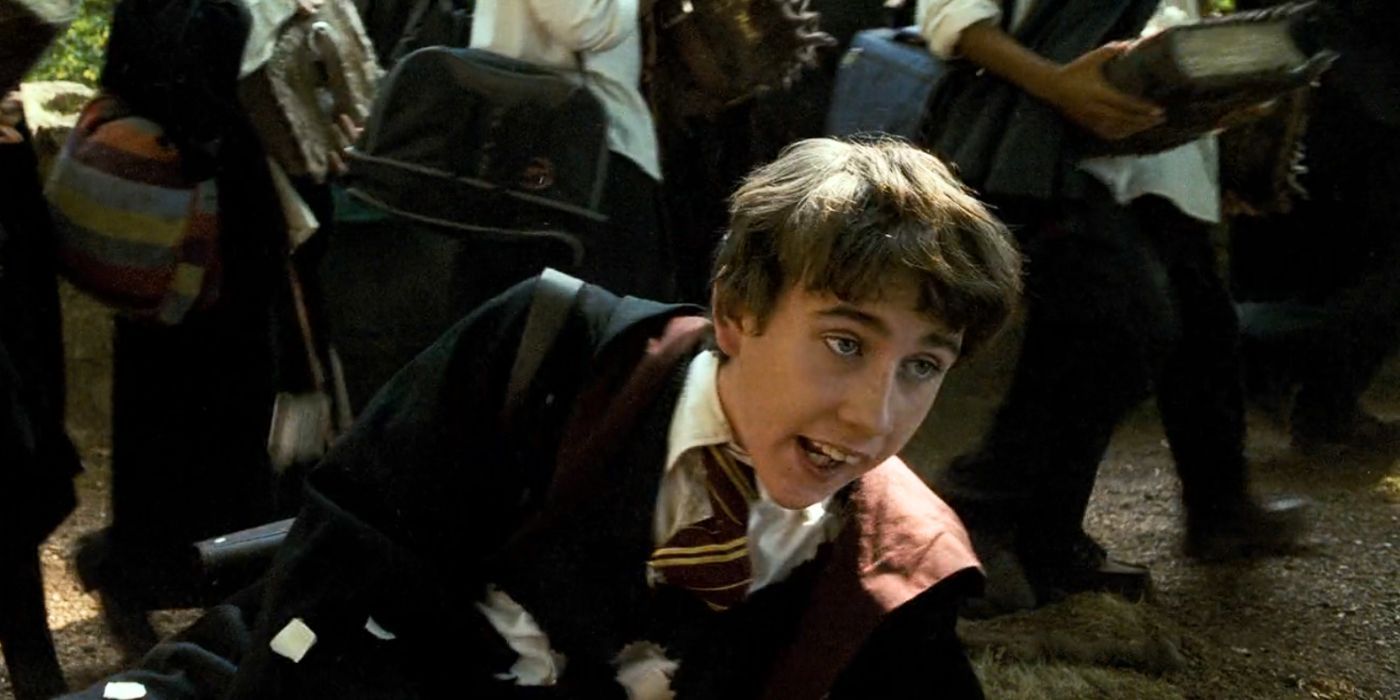 Neville Longbottom (Matthew Lewis) is attacked by his copy of The Monster Book of Monsters in Harry Potter and the Prisoner of Azkaban.