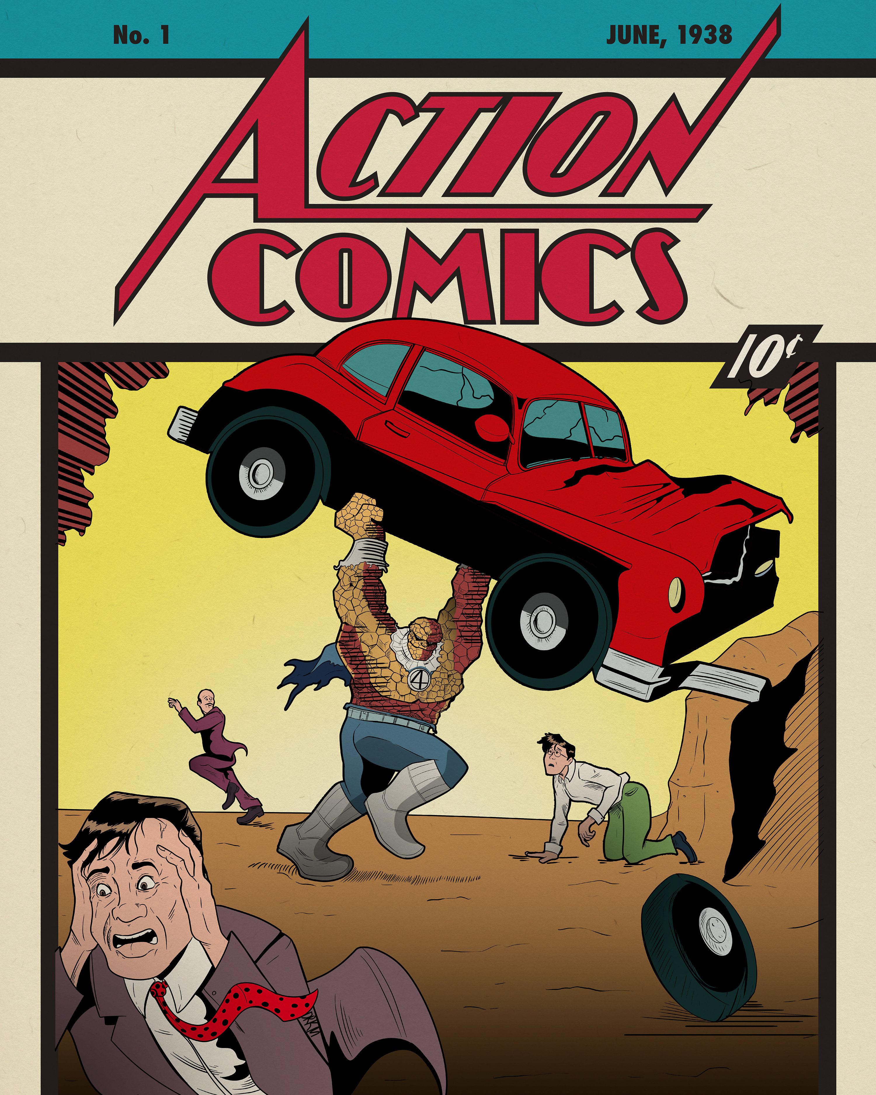 Thing on the cover of Action Comics #1
