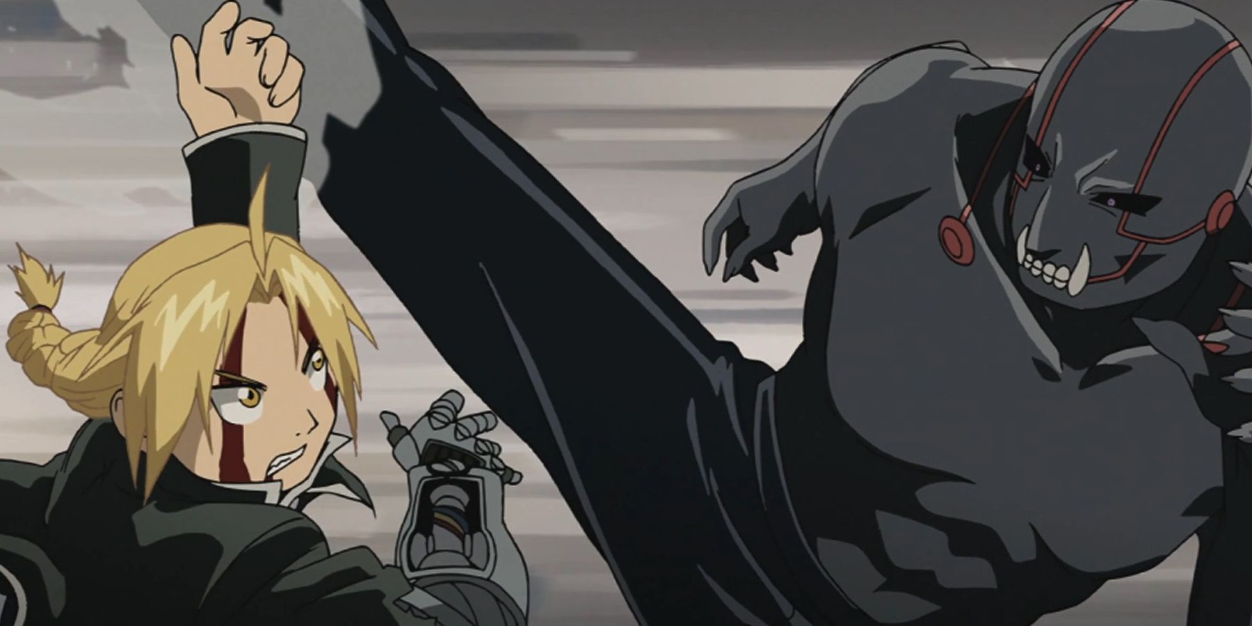 Greed kicks Edward while they fight. - Fullmetal Alchemist