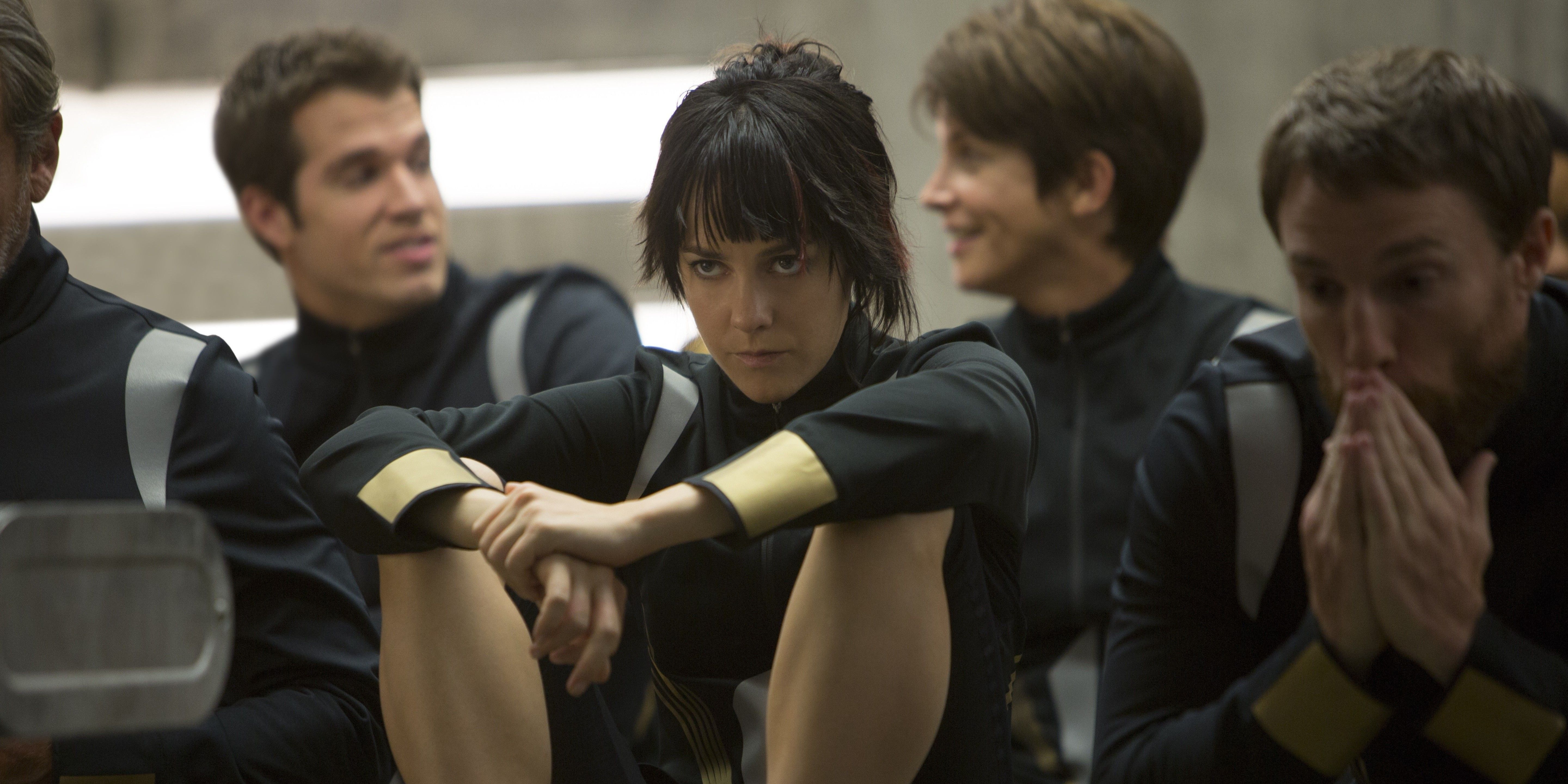 Johanna Mason (Jena Malone, Blight and the other winners sitting in a waiting room in the hunger matches: catch fire.