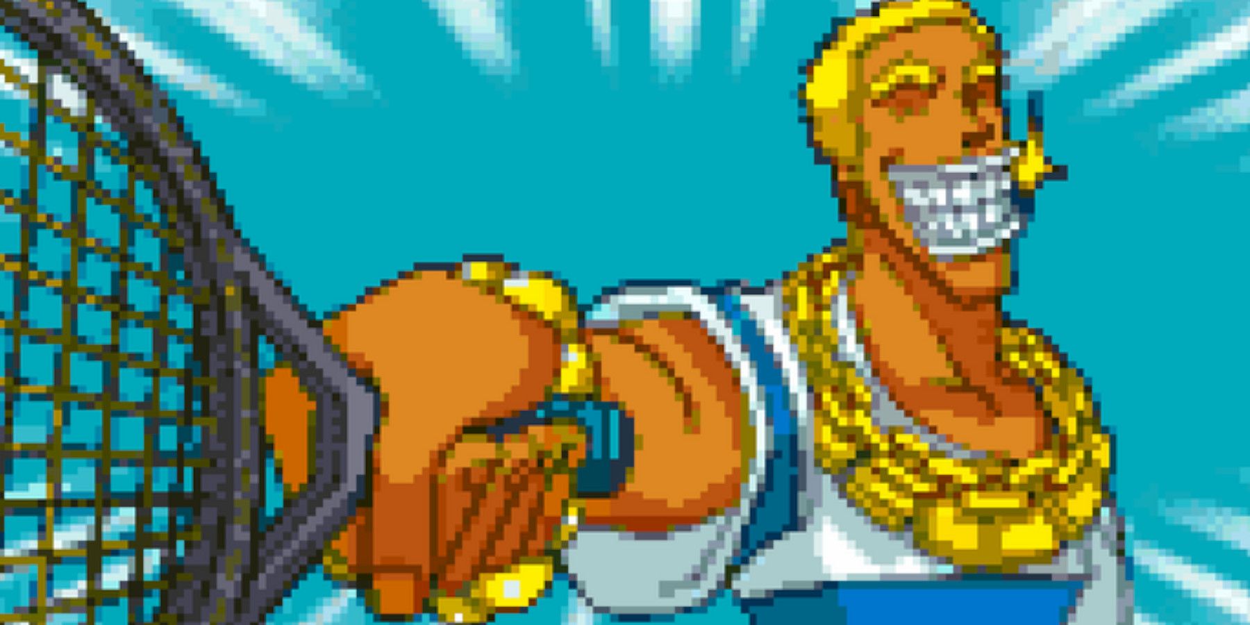 Kaabo from Legend of the Rainbow Island pints his tennis racket