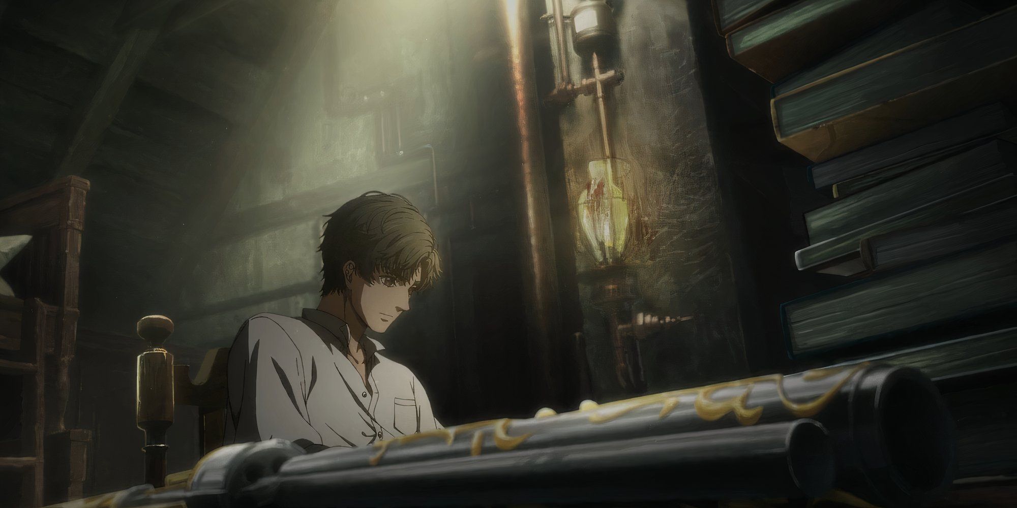 Klein from Lord of Mysteries reading a diary.