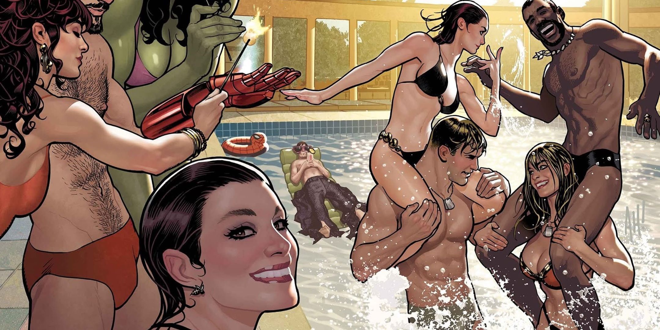 The Avengers frolic in the pool