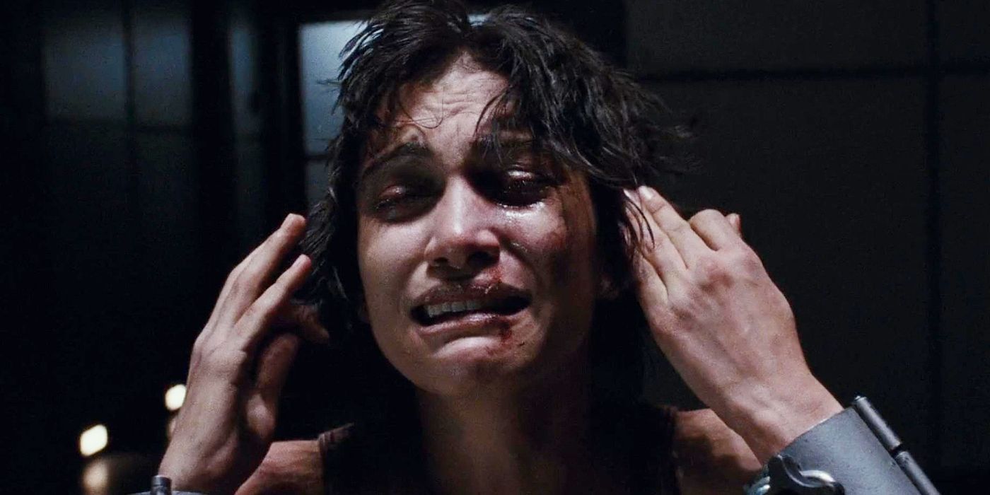 A tortured woman who cries in martyrs 