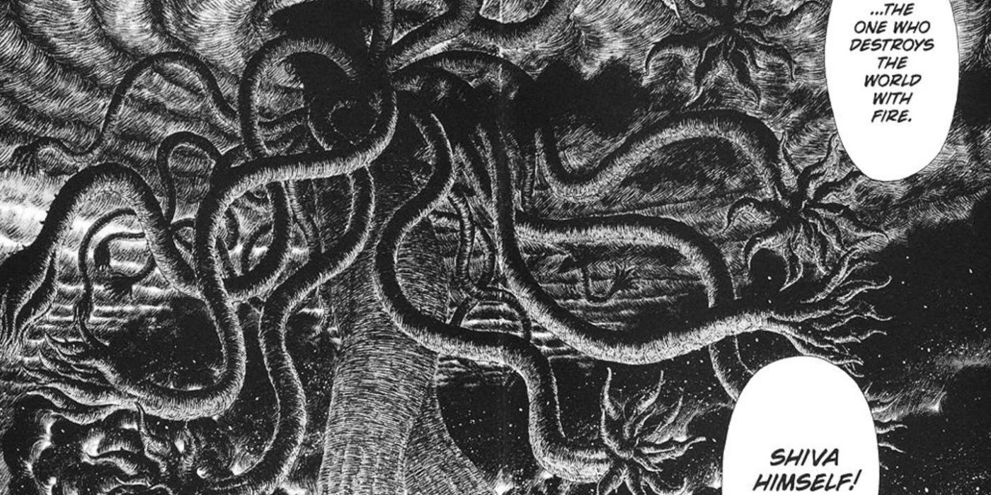 Shiva destroys the earth at each stage of Berserk.