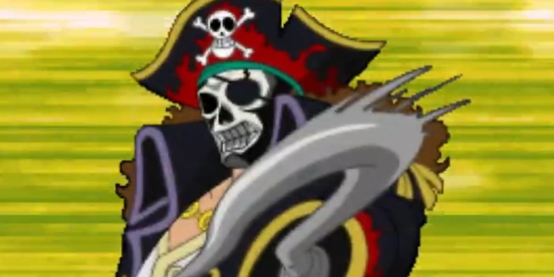 Skullface from Set Sail! Pirate Crew brandishes his hook