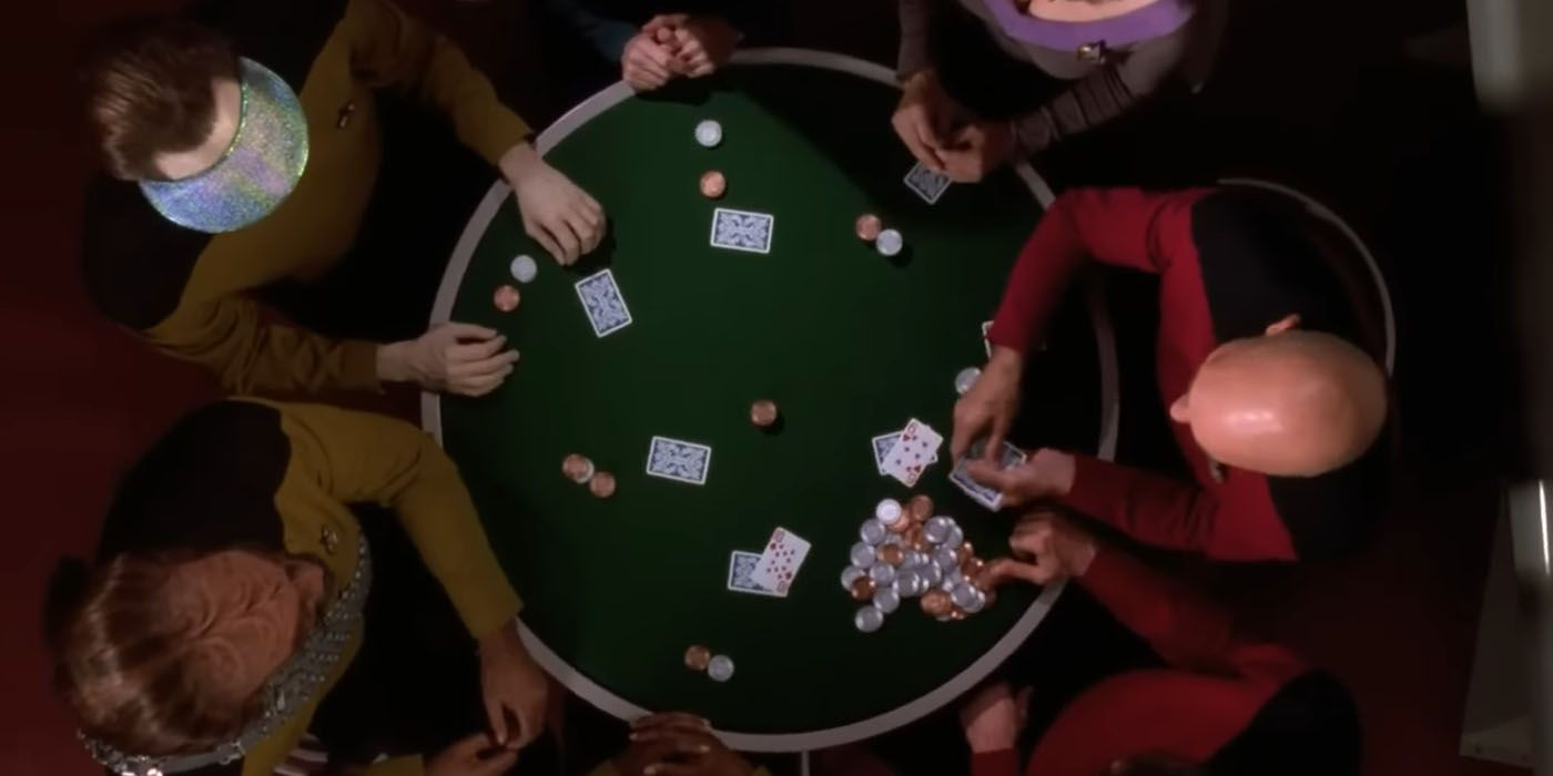 Star Trek Tng Picard Trafing Cards at the poker game