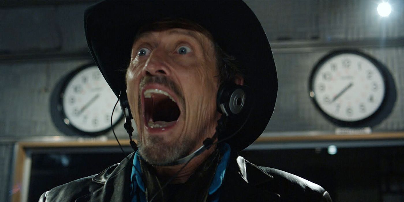 Radio host Johnny Deadeyes screaming while on the radio in Pontypool