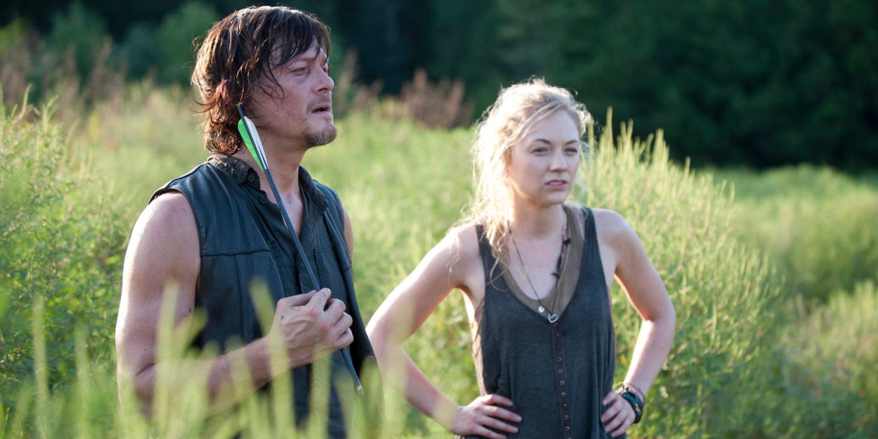 Daryl Dixon and Beth Greene in a field on The Walking Dead