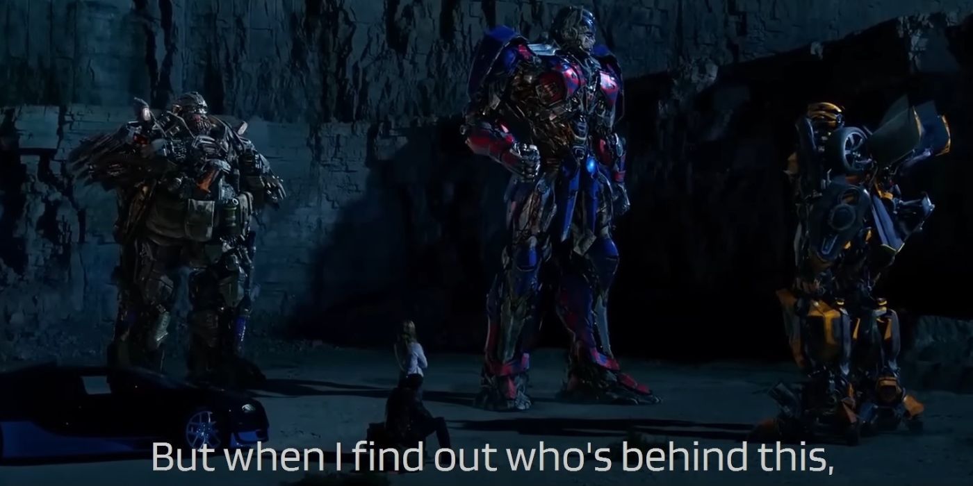 Optimus Prime, promising to kill the enemy of the autobots in the transformers, the age of extinction
