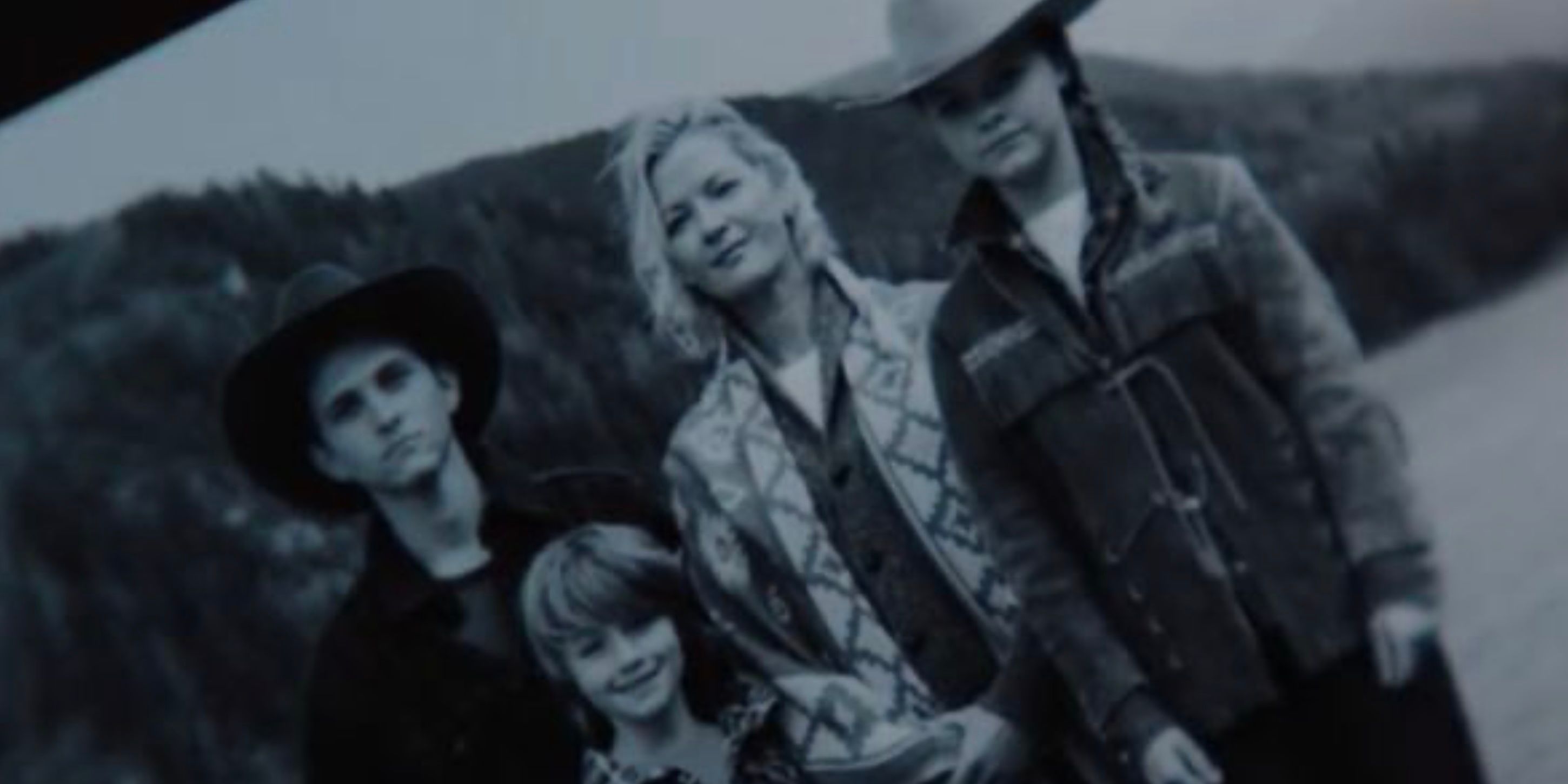 A photo of Jamie Dutton, Kayce Dutton, Evelyn Dutton, and Beth Dutton from Yellowstone