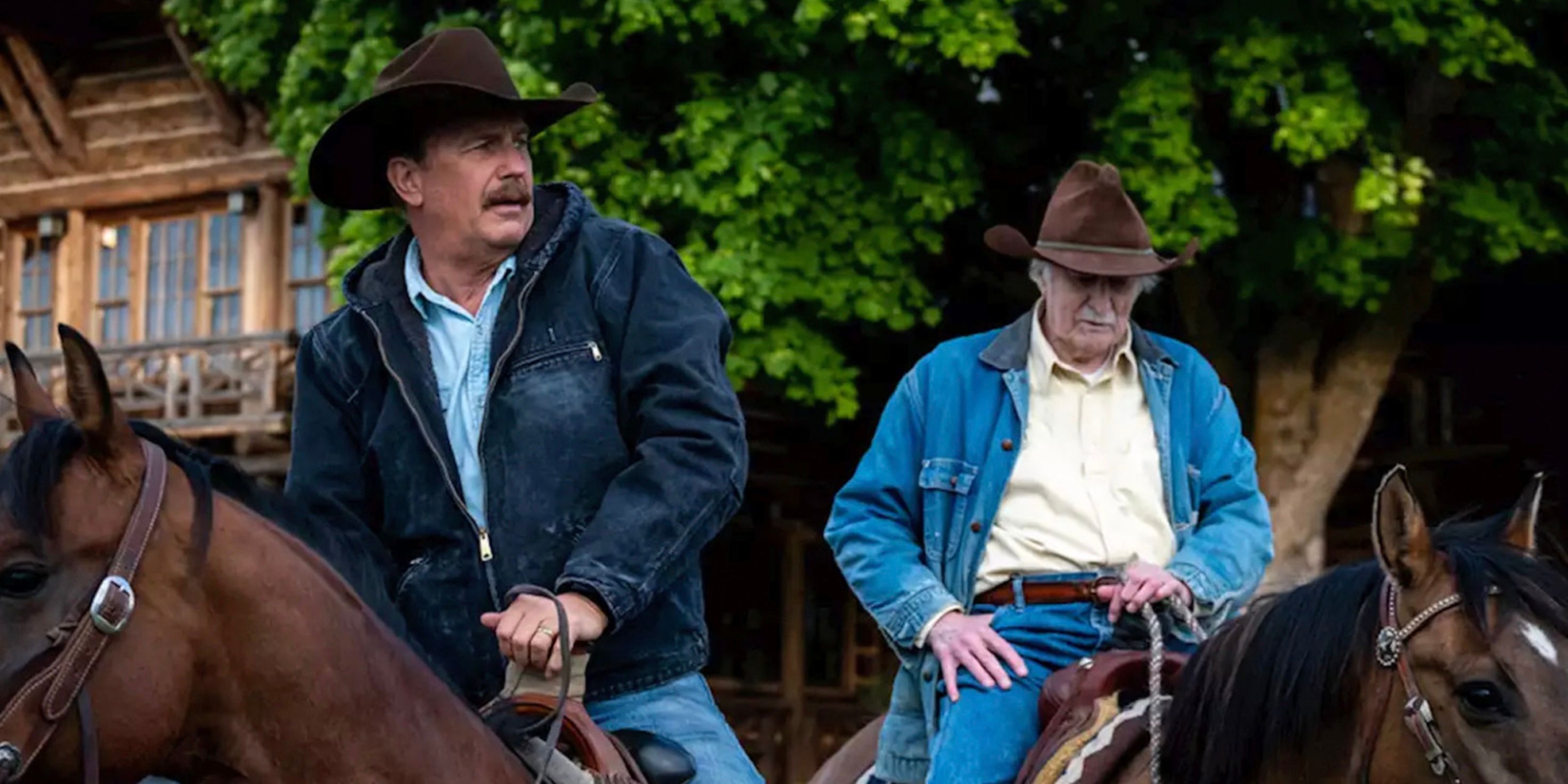 John Dutton and his father on horseback on Yellowstone