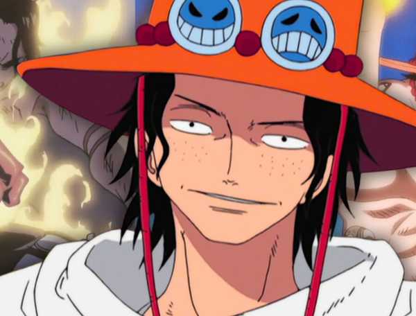 A collage of Portgas D. Ace in different moments from One Piece anime