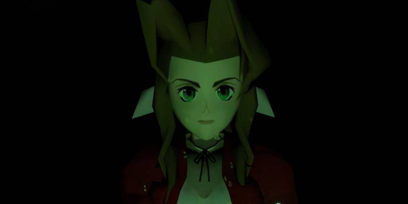 A woman looking right at the player