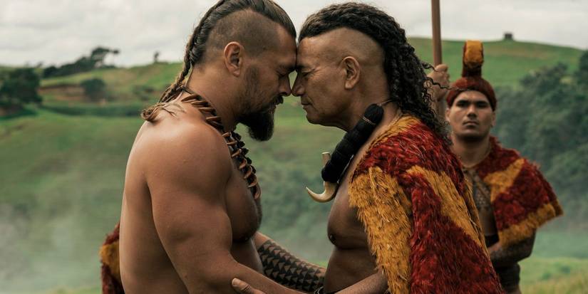 Jason Momoa and Temuera Morrison in Chief of War