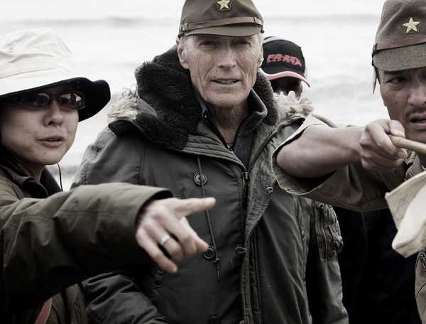 Clint Eastwood on set in Letters From Iwo Jima