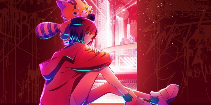 Reina poses with her Digimon companion in Digimon Beatbreak.