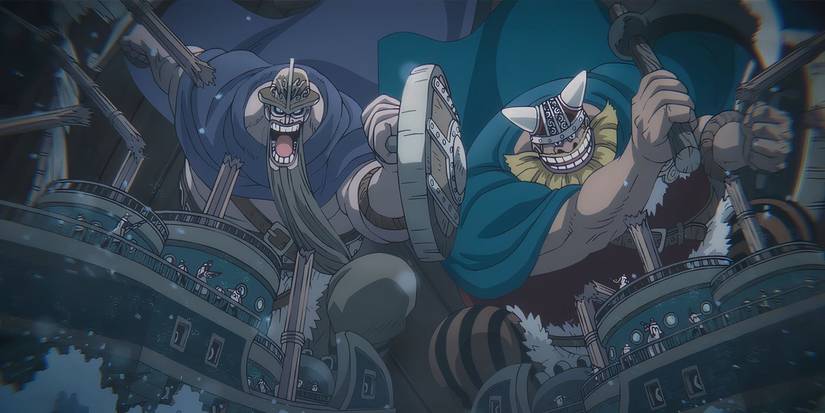 Dorry and Broggy destroy two Marine ships in One Piece Episode 1141