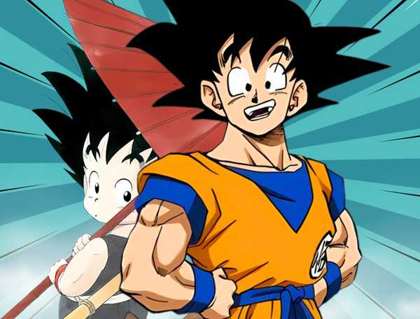 Adult Goku from original Dragon Ball manga and Kid Goku draft by Akira Toriyama